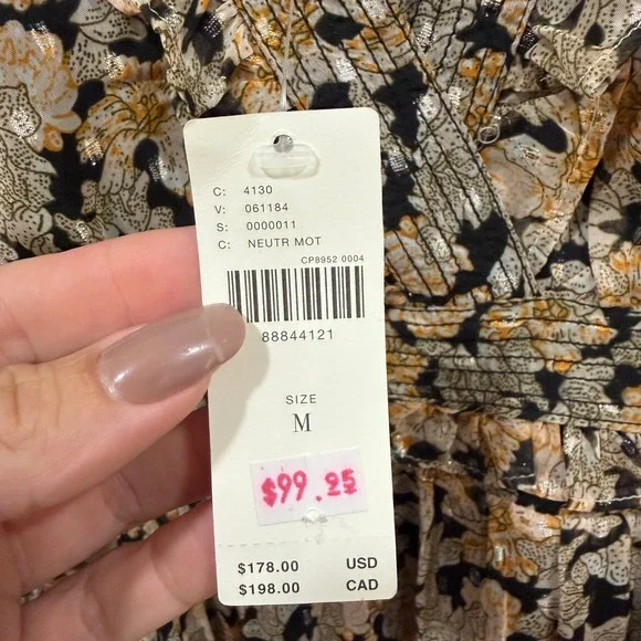 Anthropologie Neitr Mot Dress Medium Floral Ruffle Trim‎ Long Sleeve Mini - Picture 3 of 12